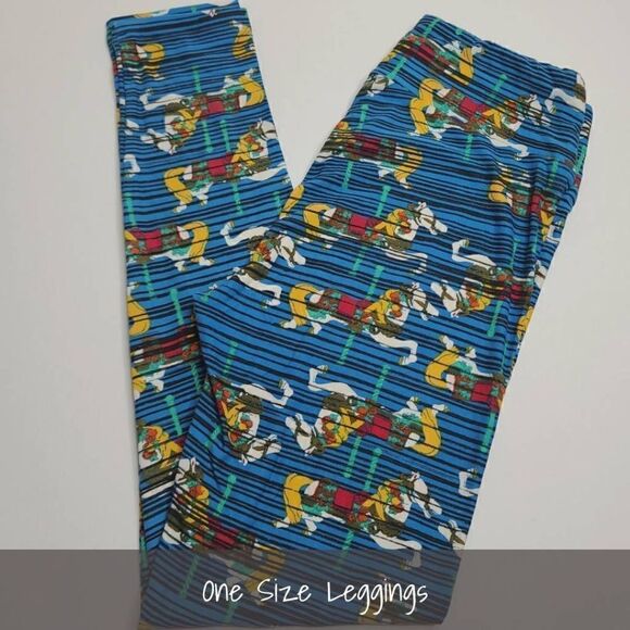 LuLaRoe OS Leggings One Size Carousel Horses NEW - Picture 1 of 1